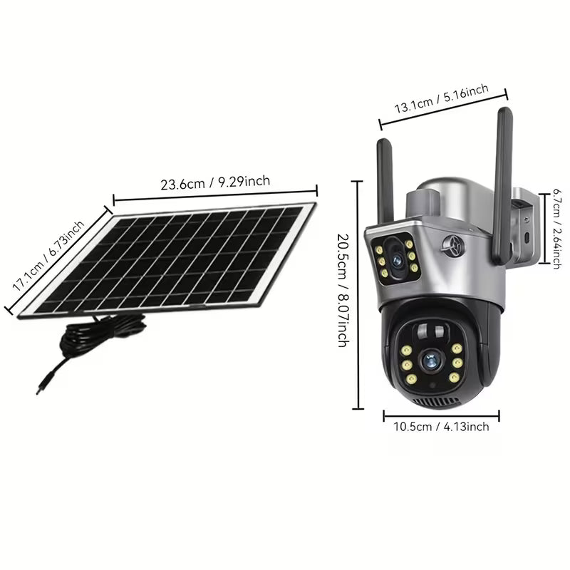 Cámara Solar 4K de Doble Lente 8MP con Panel Solar y PTZ – WIFI