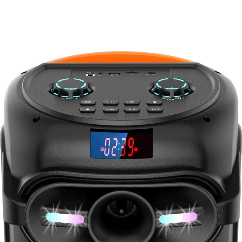 Parlante Portátil 2x8’’ con 3000W PMPO + Micrófono y Luces LED