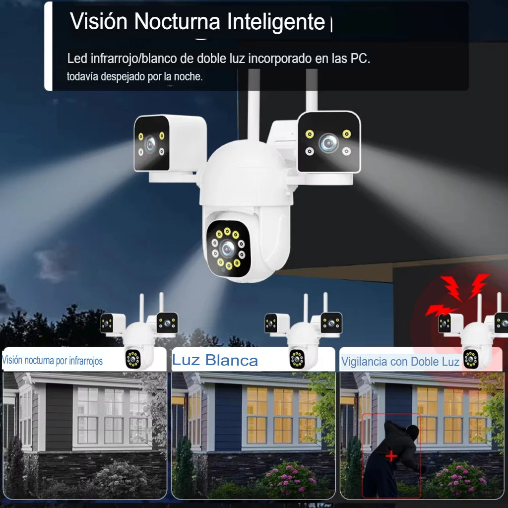 Cámara PTZ WiFi 12MP de Triple Lente – Visión Nocturna 50M y Seguimiento Humano