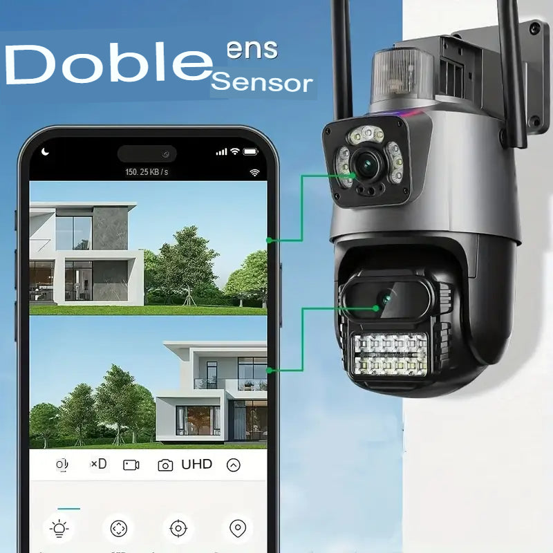 Cámara de Seguridad WiFi Lente Dual con Zoom 5X – Visión 360° HD