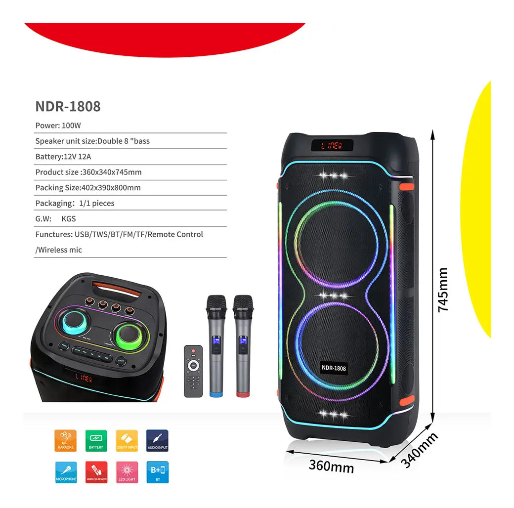 PARLANTE CON MICROFONO 2X8