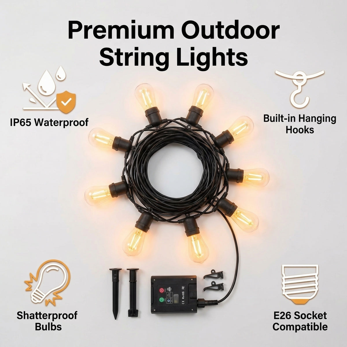 Guirnalda LED Solar para Exterior 10 lamparas