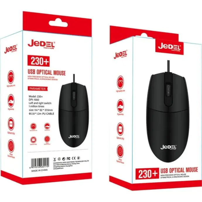 MOUSE JEDEL USB 230+ con cable