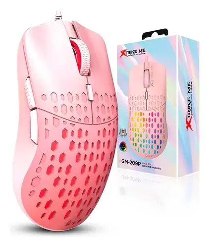 MOUSE GAMER XTRIKE ME RGB ROSADO