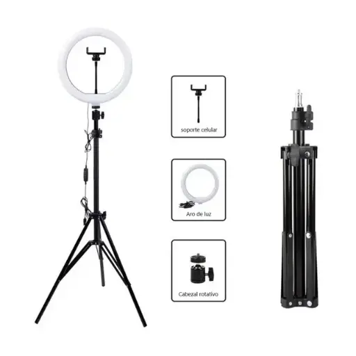 TRIPODE ANILLO O ARO LUZ LED 26CM SELFIE MAQUILLAJE FOTOS YOUTUBERS TIK TOK ZOOM