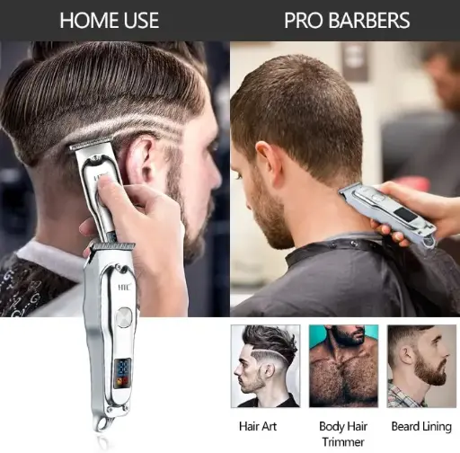 HTC Recortadora de Barba/Cortapelos Hombre con Pantalla LED, Maquina Cortar Pelo con Velocidad Ajustable