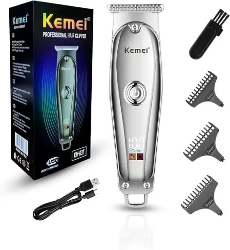 Kemei-cortadora de pelo eléctrica KM-637 para hombre, máquina de corte de pelo profesional, inalámbrica, USB,