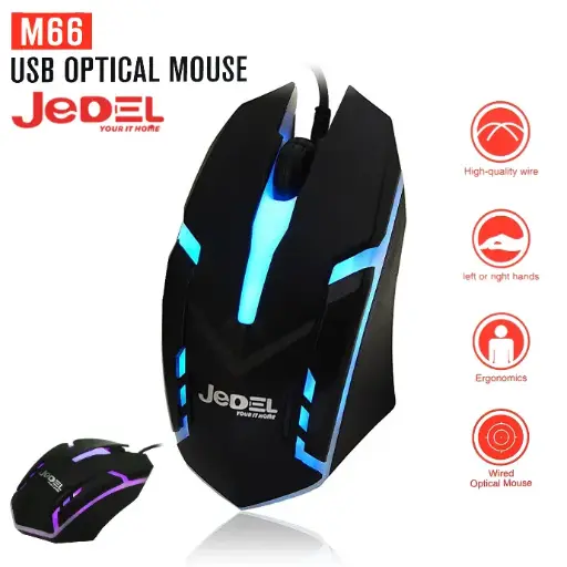 MOUSE JEDEL GAMER RETROILUMINADO M-66  CON CABLE